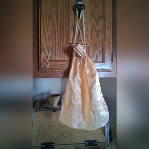Satin Drawstring Evening Bag in Champagne